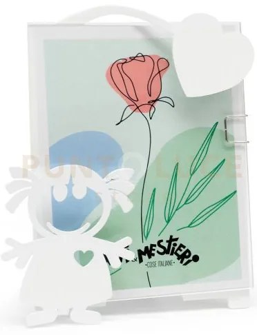 Porta foto bibina bianco in ferro 11x13cmh(9,5x12,5formatodellafoto)