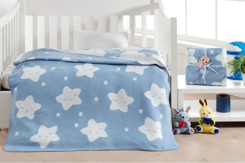 Coperta per bambini azzurra in vello 100x120 cm Star – Mijolnir