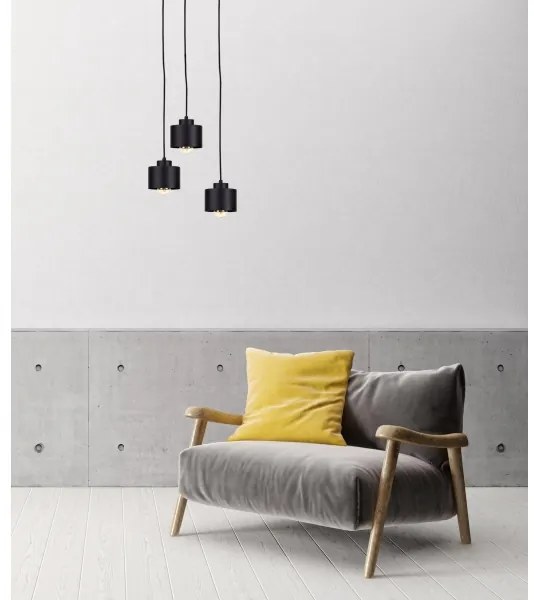Lampadario a sospensione con filo SIMPLY BLACK 3xE27/60W/230V diametro 32 cm
