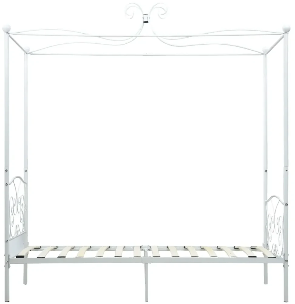 Letto a baldacchino bianco in metallo 90x200 cm
