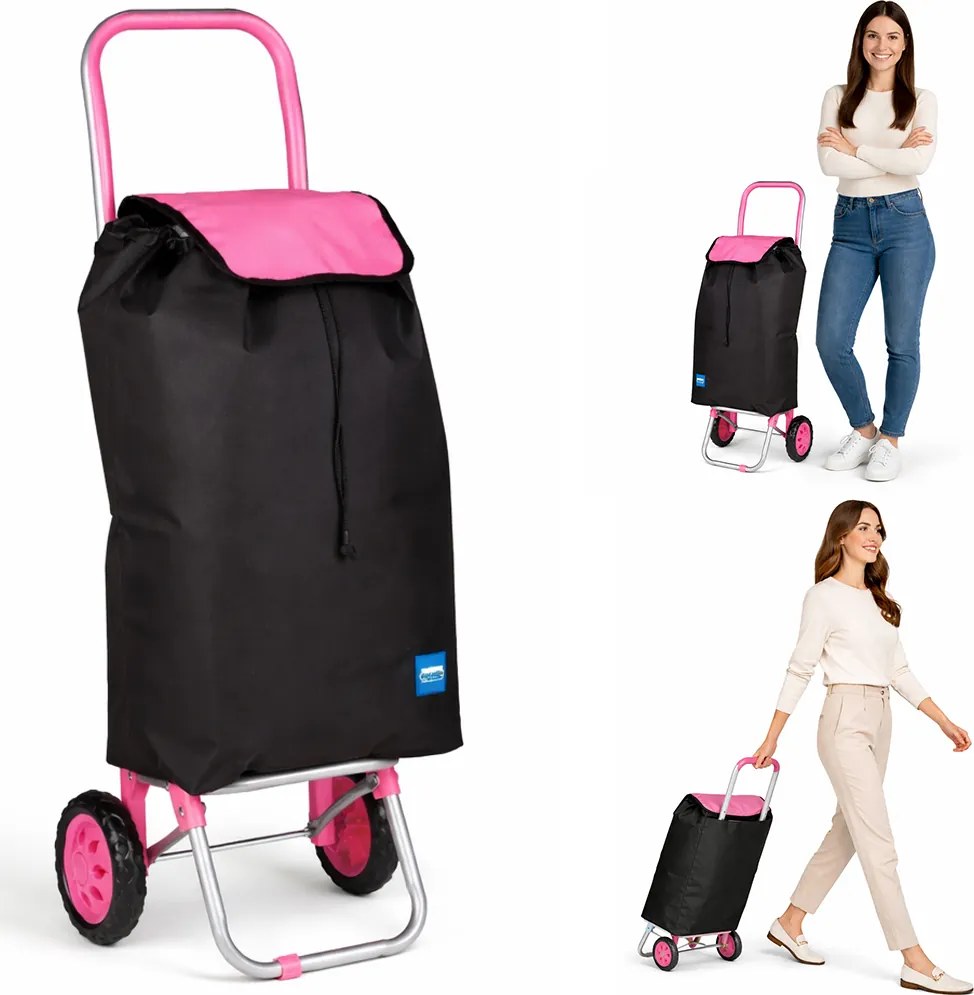Carrello per la Spesa Poseidon Trolley con Rivestimento Termico 36x30x90 cm e Ruote Rosa...