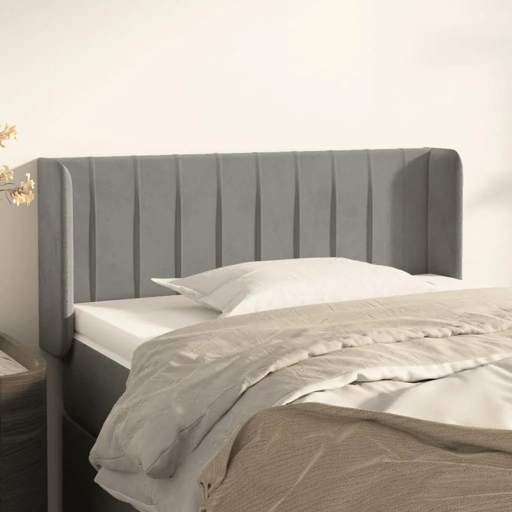 Testiera Ad Orecchio Grigio Chiaro 83x16x78/88 Cm İn Velluto /