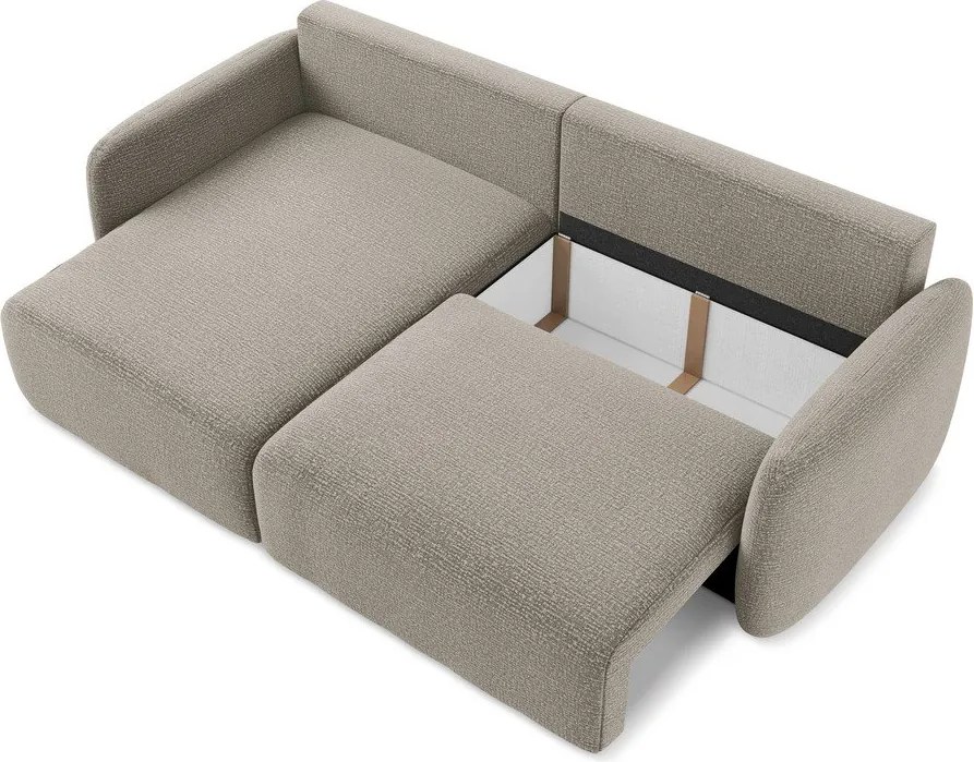 Divano angolare beige allungabile/con contenitore (con penisola a sinistra) Kalena – Makamii