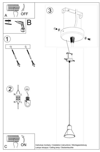 Sollux SL.0985 - Lampadario su filo TALEJA 1xE27/60W/230V nero