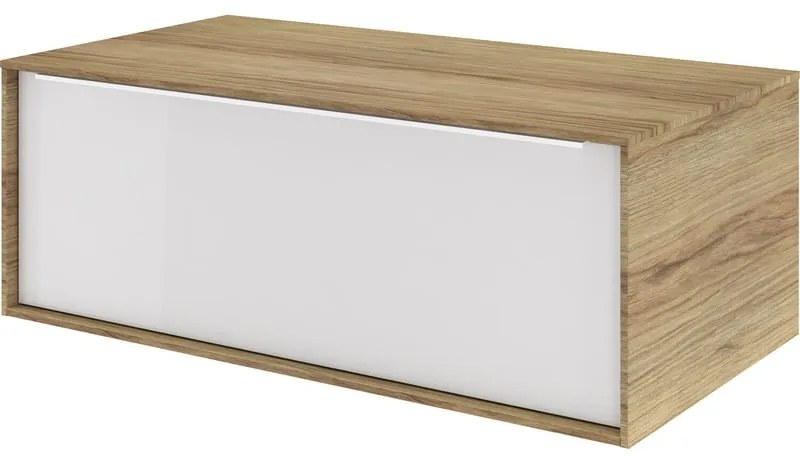 Mobile da bagno sospeso sotto lavabo L 90 x H 33 x P 48 cm quercia di campagna laccato lucido, 1 cassetto SENSEA Neo