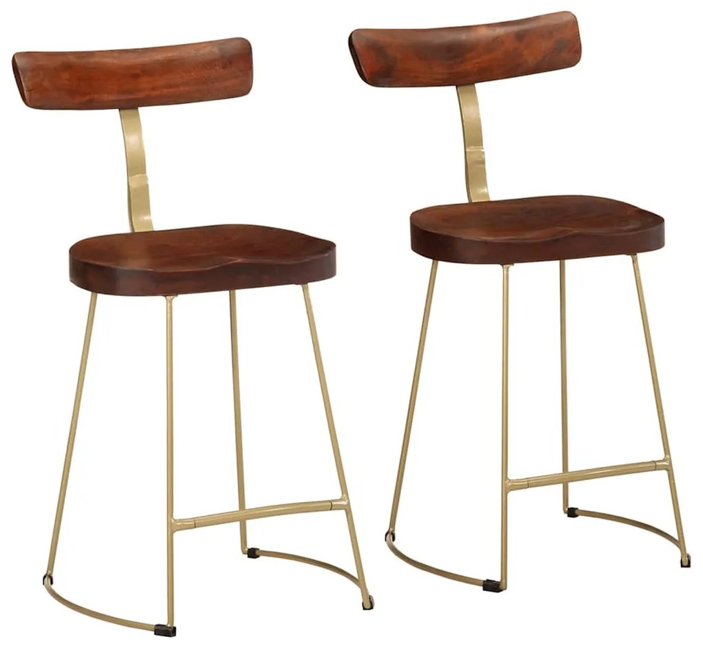 Sgabelli Da Bar 2 Pz 49x43x79 Cm İn Legno Massello Di Mango /