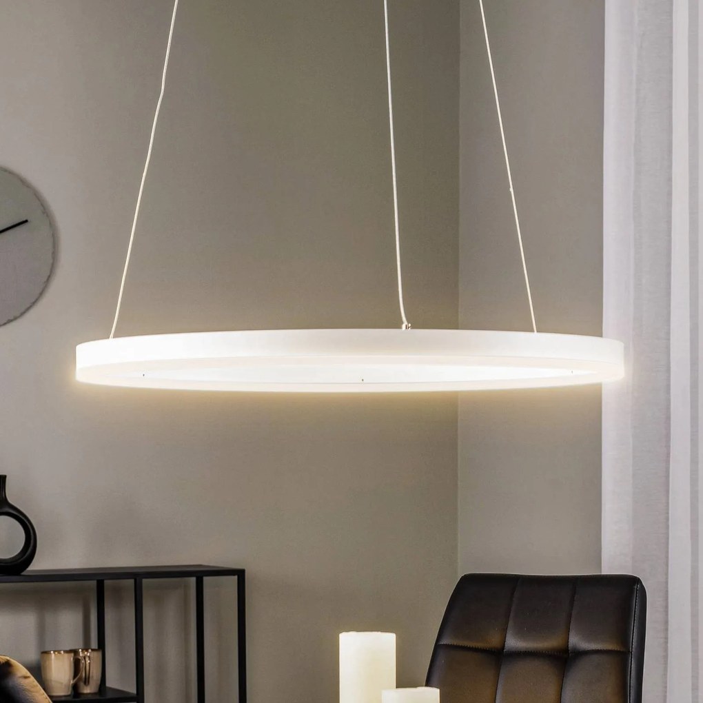 Lampada LED a sospensione Arcchio Albiona, bianco, 1 anello, Ø 60 cm Albiona Arcchio, dimmerabile, Bianco / Opale, Cucina, Metallo, Moderno