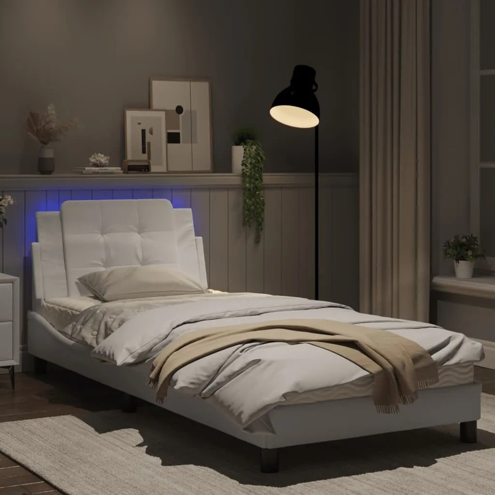 Giroletto con luci led bianco 90x190 cm in similpelle