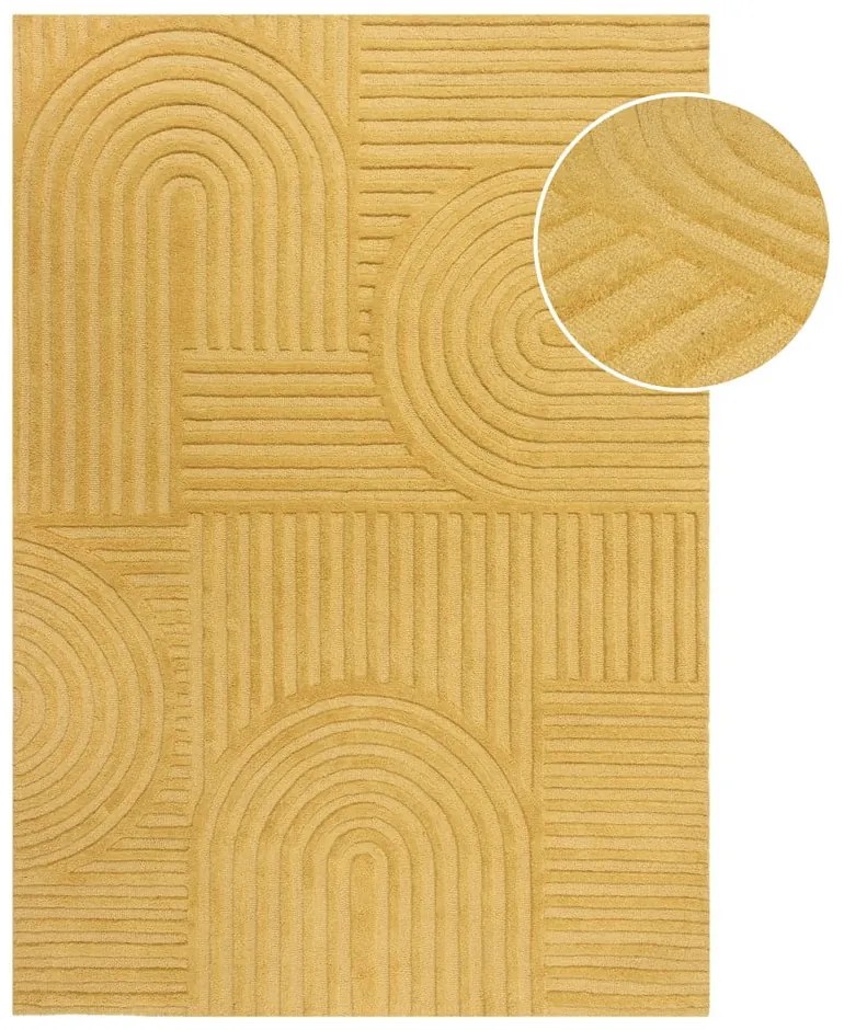 Tappeto in lana gialla 160x230 cm Zen Garden - Flair Rugs