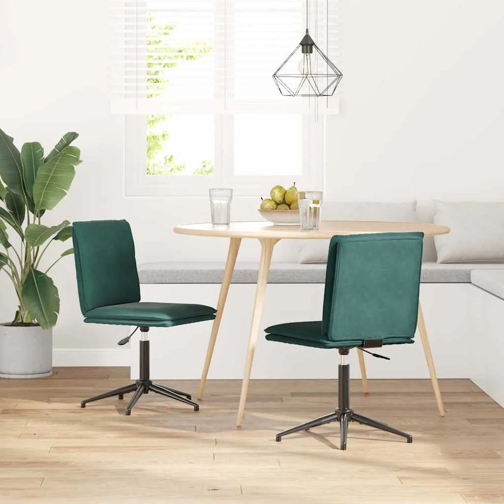 Sedie Da Pranzo 2 Pz Verde Scuro İn Velluto /