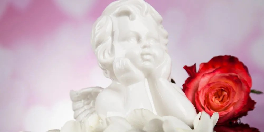 Stampa su tela – Angelo con rosa