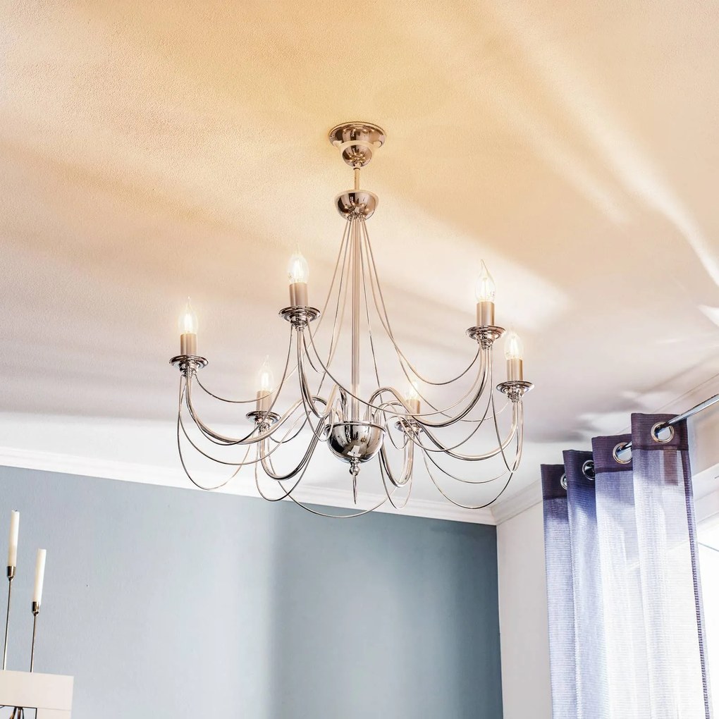 Lampadario a soffitto Retro Domiluce, dimmerabile, Cromo / Argento, Soggiorno / Sala da pranzo, Metallo, Lampadario