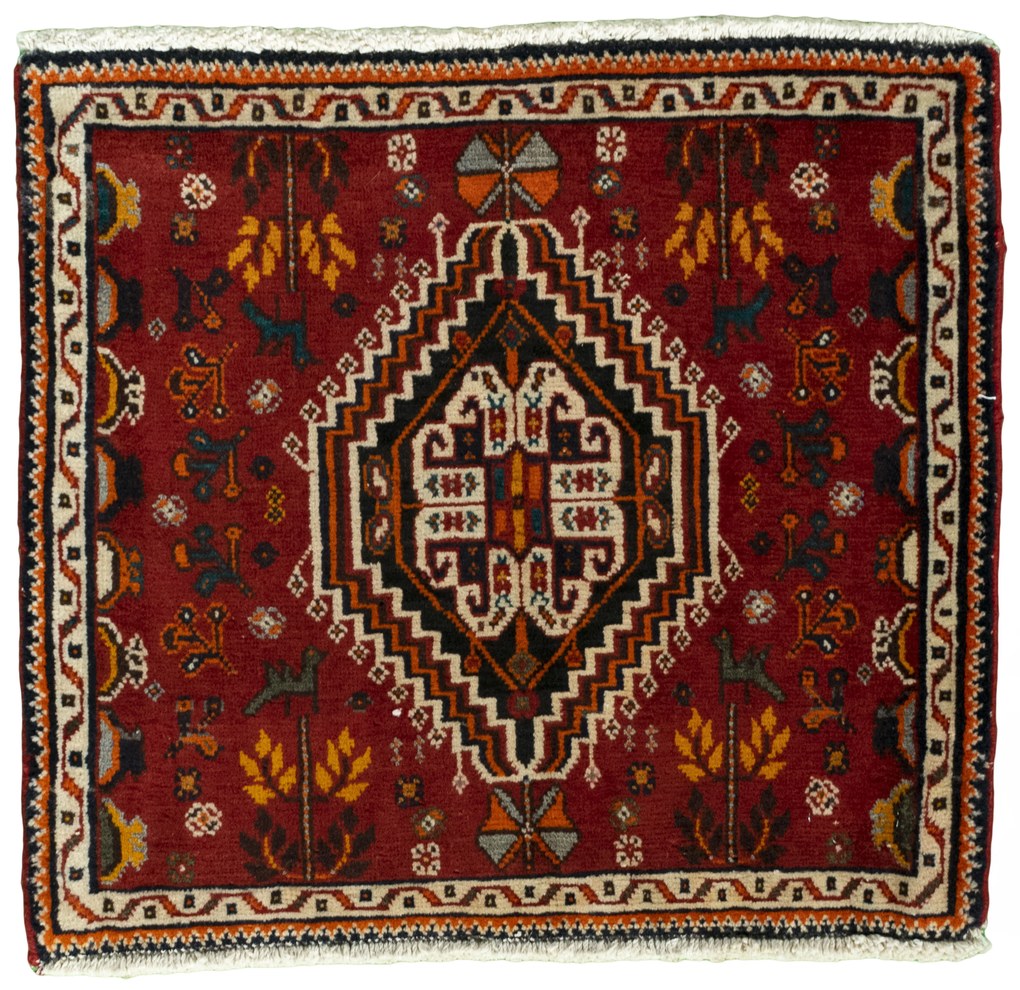 Shiraz Tappeto 60x60 Rosso (Iran) Annodato A Mano