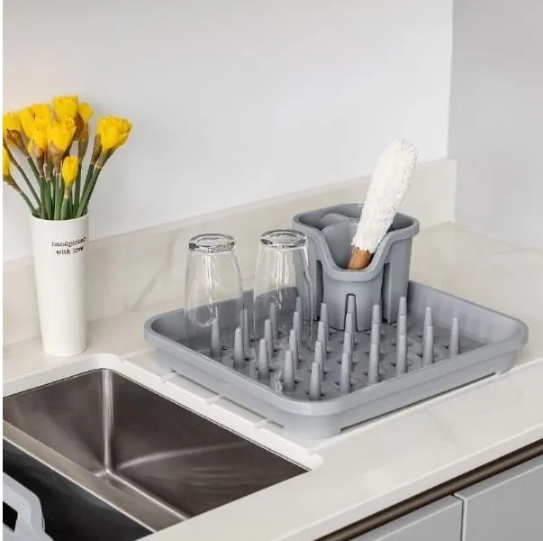 Scolapiatti in plastica grigio 38x33,5 cm Eco Range – Addis