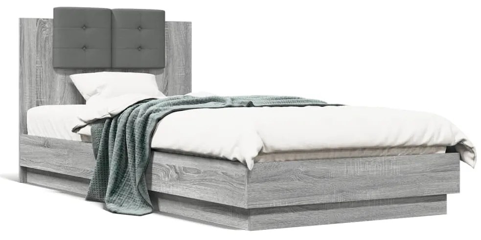 Giroletto Con Testiera Grigio Sonoma 90x200cm Legno Multistrato /