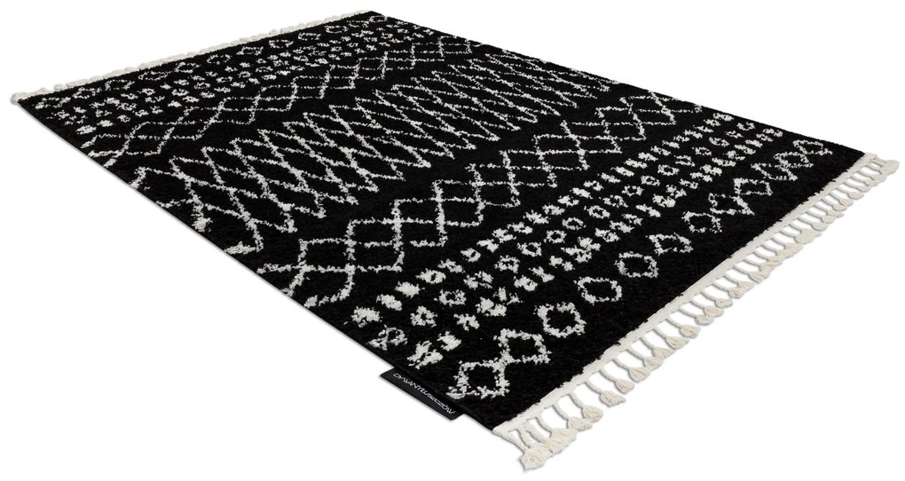 Tappeto BERBER ETHNIC G3802 nero / bianco Frange berbero marocchino shaggy