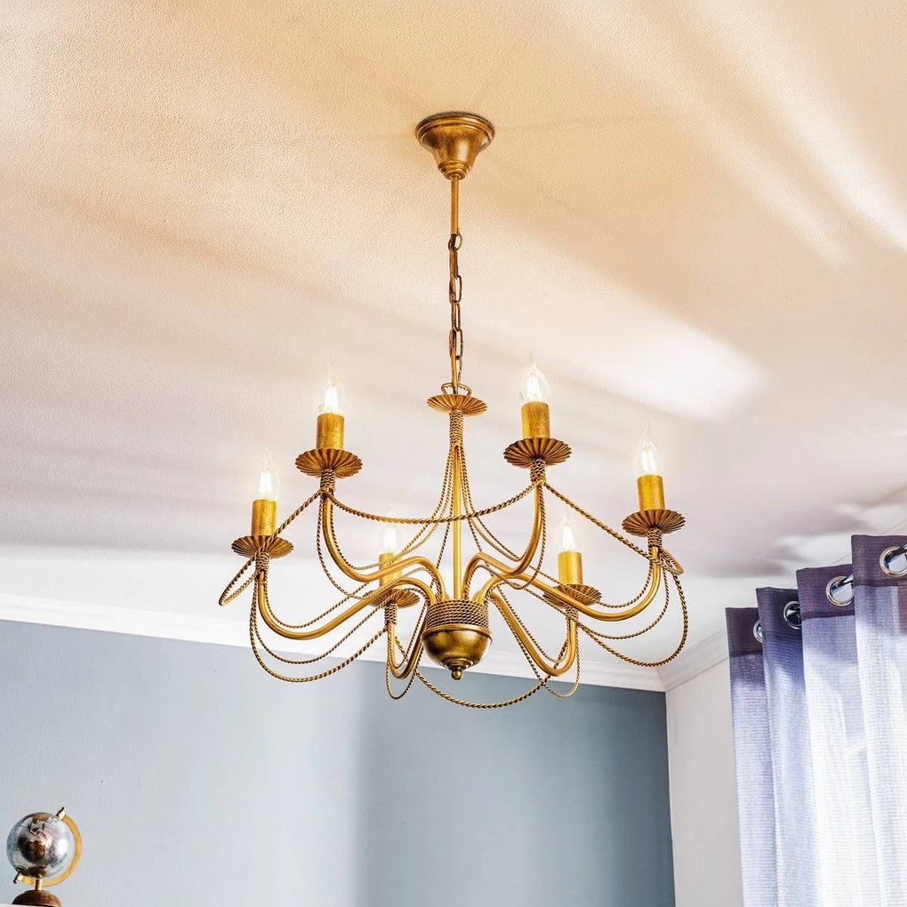 EMIBIG LIGHTING Lampadario Tori 6, 6 luci, oro