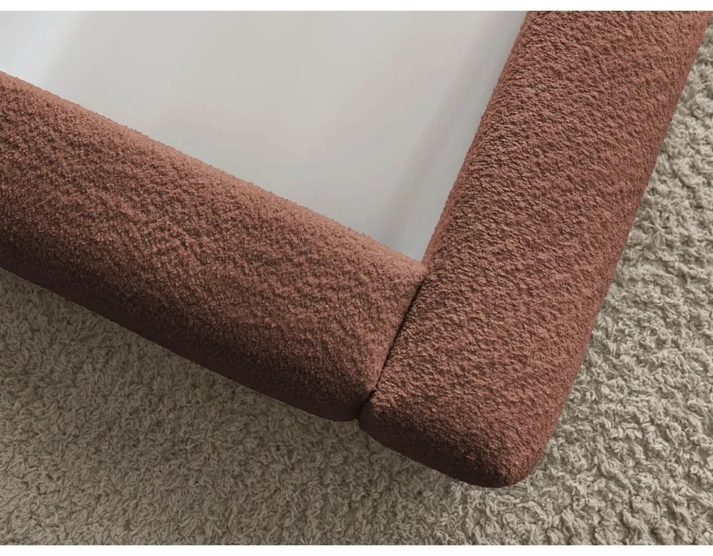 Letto matrimoniale arancione imbottito con spazio contenitivo con rete inclusa 180x200 cm Orlane – Bobochic Paris