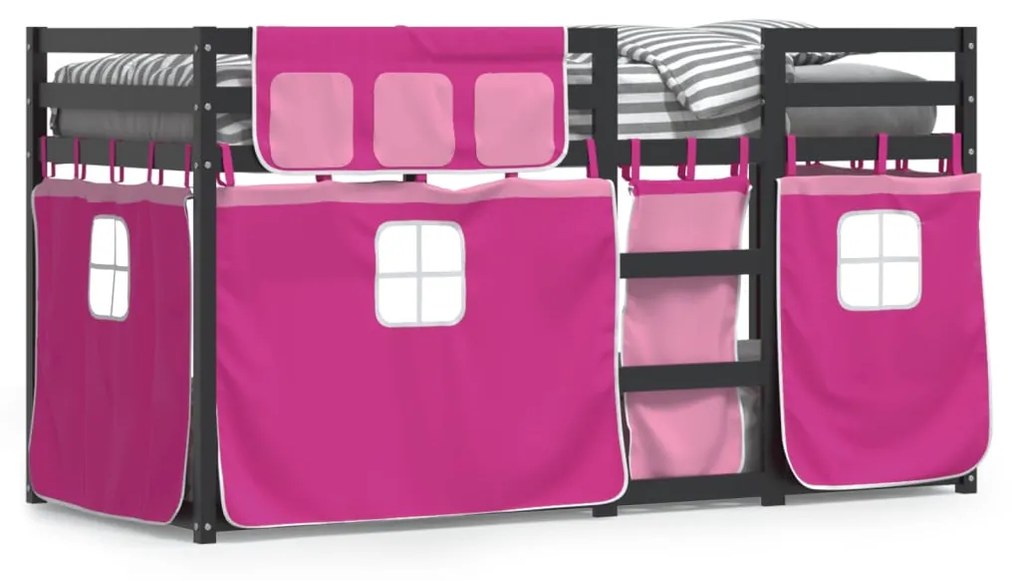 Letto A Castello Senza Materasso Rosa 90x200 Cm Legno Di Pino /