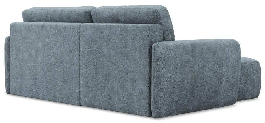 Divano angolare blu polveroso allungabile/con contenitore (con penisola a sinistra/con chaise lounge) con rivestimento in ciniglia Lilo – Makamii
