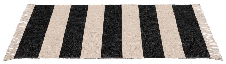 Tappeto da bagno in cotone riciclato nero e beige , 50 x 80 cm Kasi - Wenko