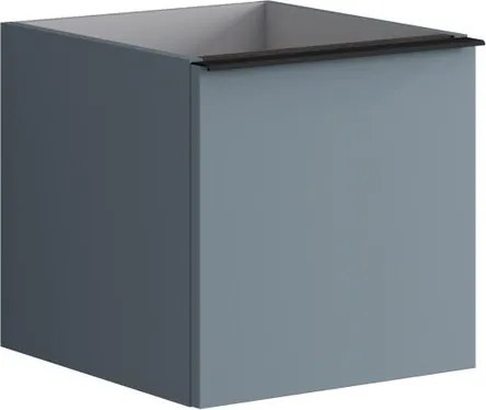 Cassettiera Pixel con 2 cassetti (1 interno) frontale Plain laccato opaco indaco e maniglia alluminio nero opaco L.40 H.40 P.45,5 cm.