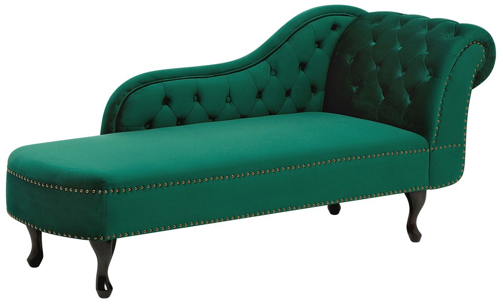 Chaise longue destra in velluto verde NIMES Beliani
