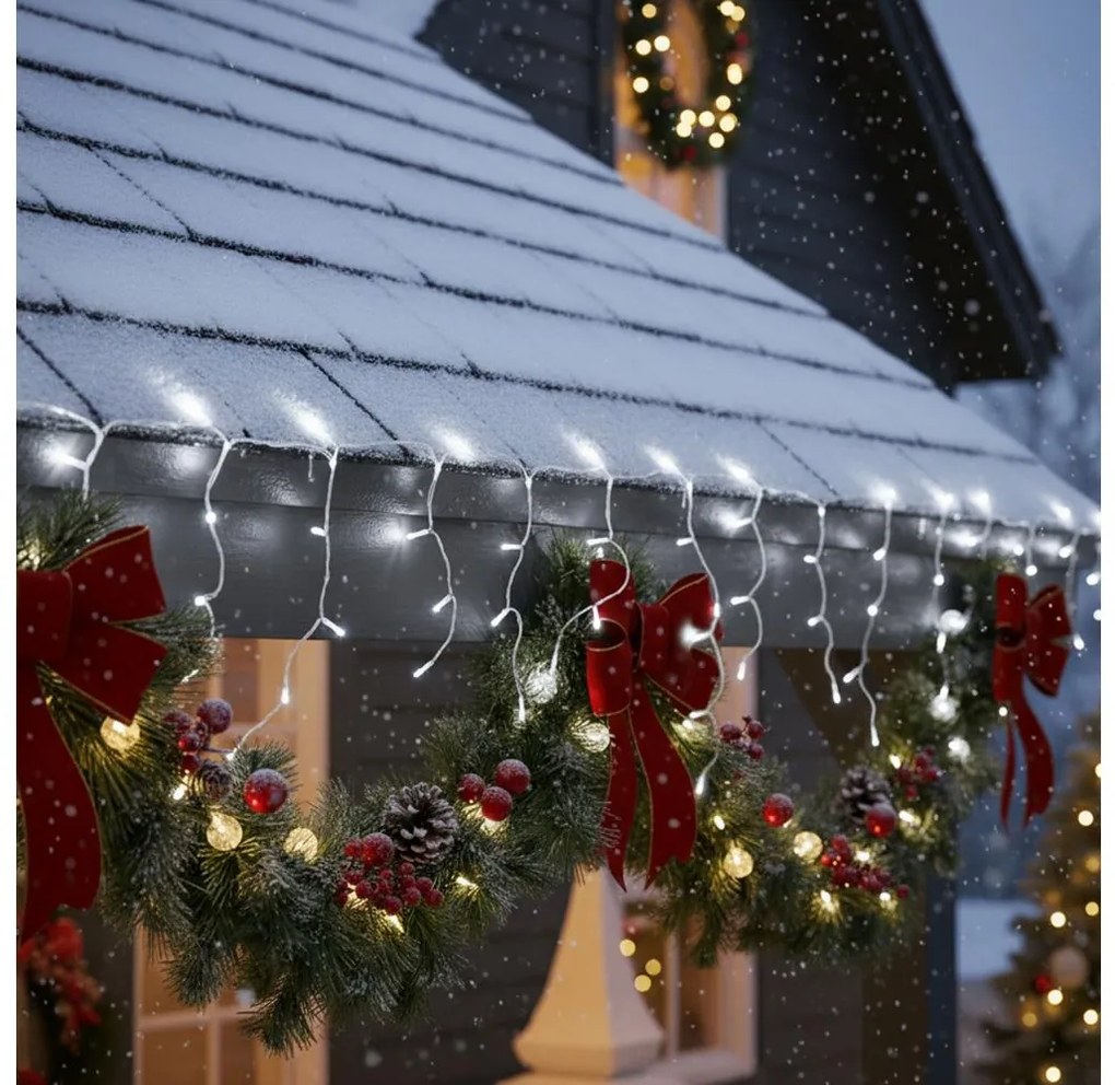 Brilagi - Catena luminosa natalizia LED per esterni 400 LED/8 funzioni 23 m IP44 bianco freddo