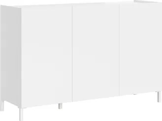 Madia in legno 130 cm a 3 ante e 2 vani con ripiani Bianco Lucido HARAS