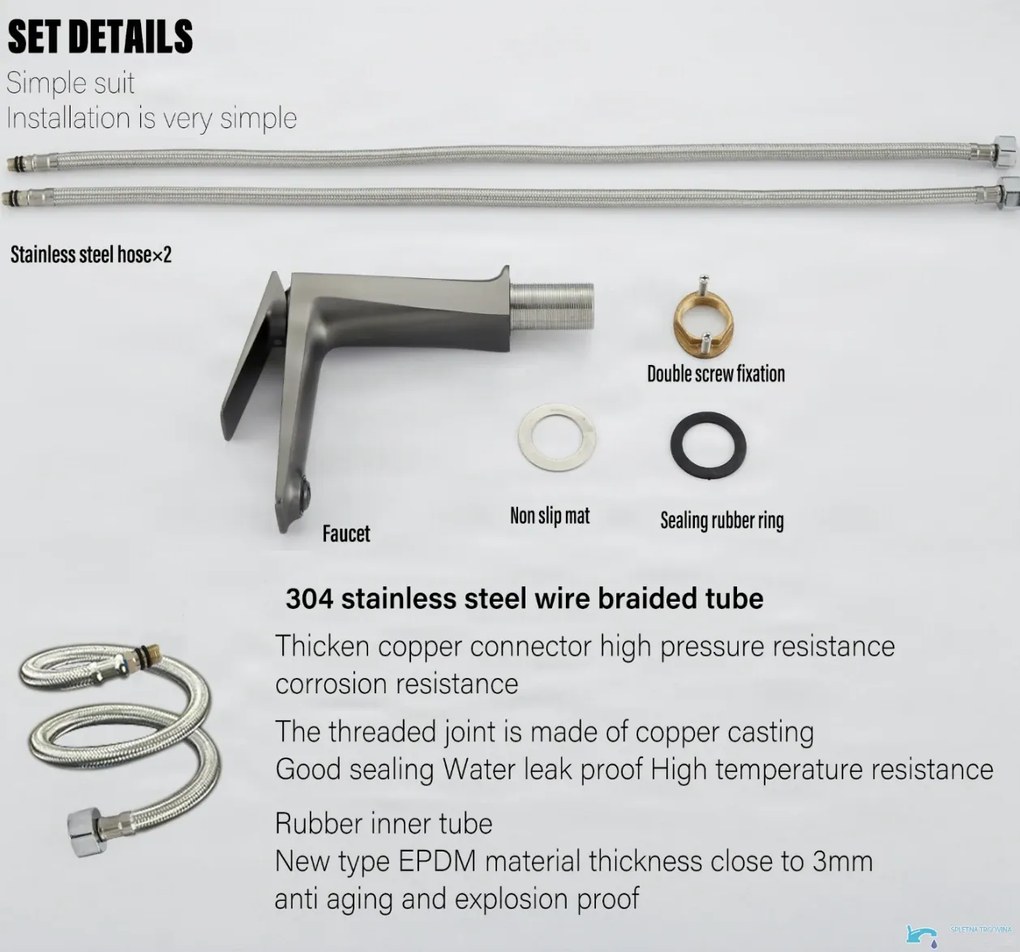 Miscelatore per lavabo ELITE EDITION BS1910 da piano in ottone, in più finiture tra cui cromo e nero opaco — Grigio gunmetal — 28 cm