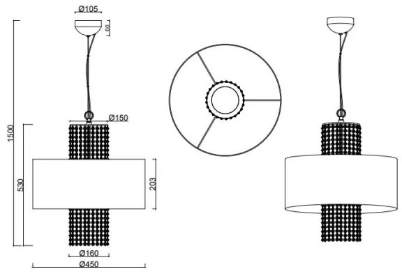 Reality - Lampadario a sospensione con filo KING 3xE14/28W/230V argento
