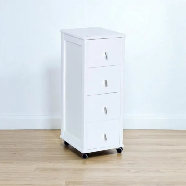 Carrello cassettiera POKERINO in legno a 4 cassetti BIANCO