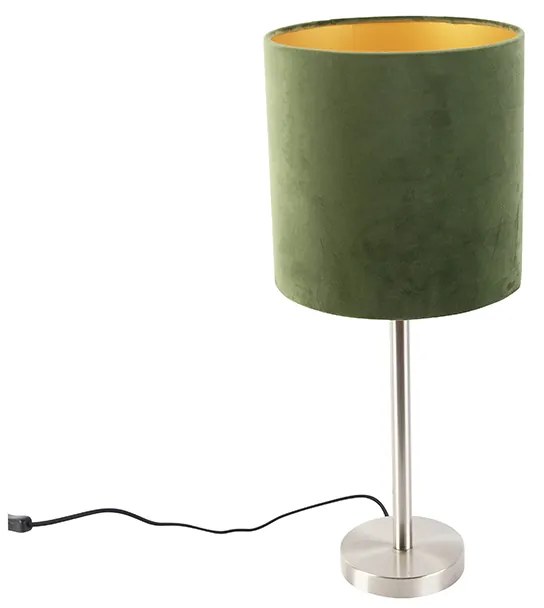 Lampada da tavolo in acciaio con paralume verde 25 cm - Simplo