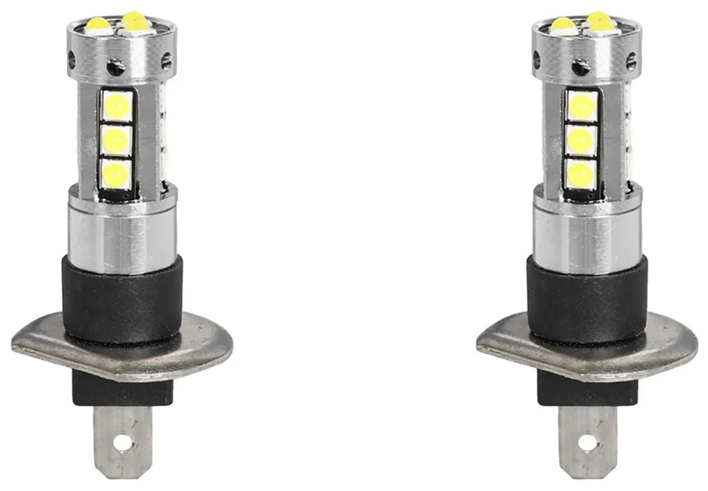 2 Pezzi Lampada Led H1 P14.5S 12V 24V 15 SMD 3030 400lm 8W Bianco Freddo 6500K per Fendinebbia 45mm