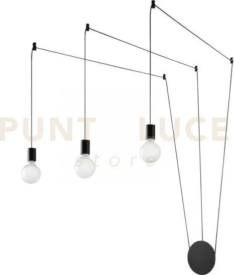 Plafoniera habitat nera 3 luci attacco e27 500cm regolabile con dev...