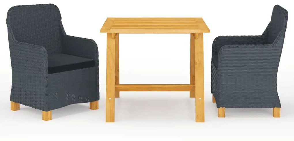 Set Mobili Da Pranzo Per Giardino 3 Pz Grigio Scuro /