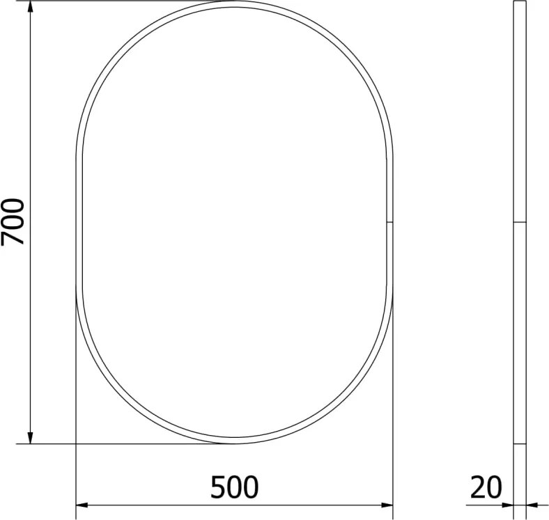 Mexen Loft specchio da bagno ovale 70 x 50 cm, cornice dorata - 9851-070-050-000-50