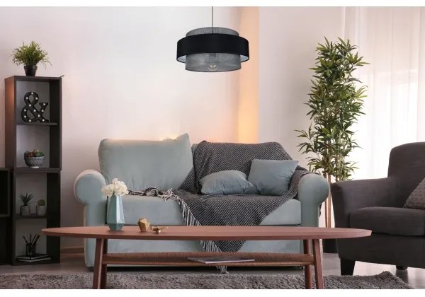 Lampadario a sospensione con filo CORSA 1xE27/60W/230V nero/grigio