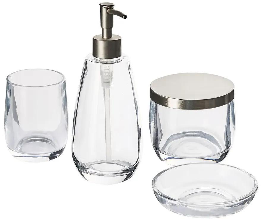 Set di 4 accessori bagno vetro trasparente e argento SONORA Beliani