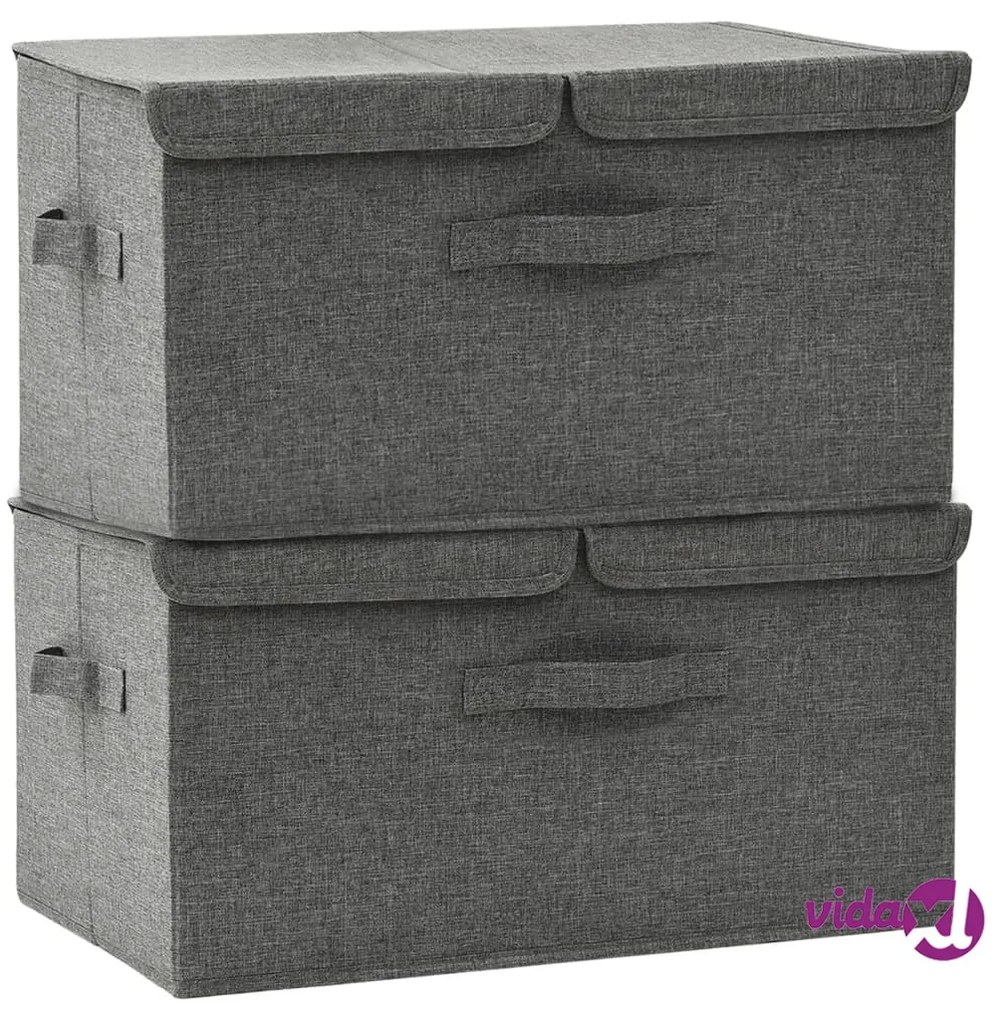 vidaXL Scatole Portaoggetti 2pz in Tessuto 50x30x25 cm Antracite