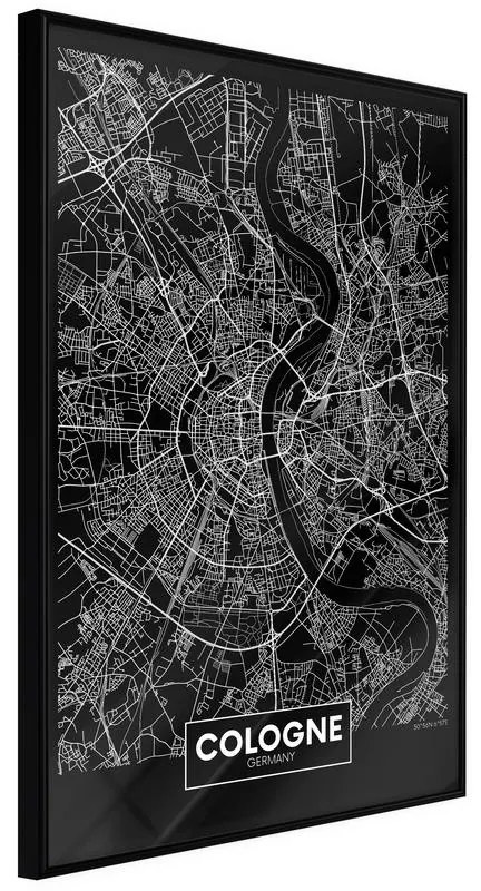 Poster  City Map: Cologne (Dark)  Cornice Quadri Cornice nera, Larghezza x Altezza Home decor 20x30