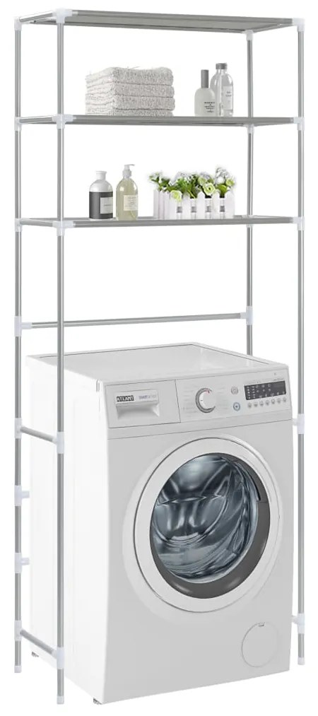 Scaffale Per Lavatrice Con 3 Ripiani Argento 69x28x169 Cm /