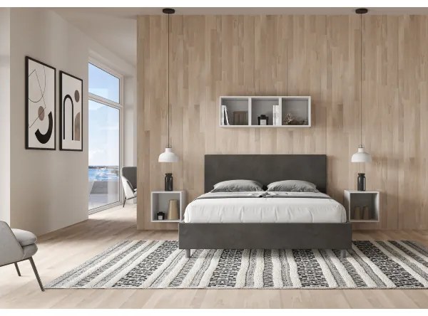 Letto contenitore da 160x190 in microfibra grigio Adele