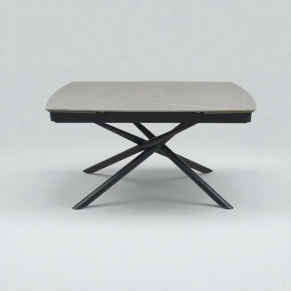 Tavolo design Veral 160-240x90 cm top marmo grigio con gambe nere