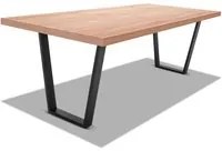 Tavolo da pranzo 160x90cm in legno e metallo con piedi trapezoidali e ripiano in colore legno neutro