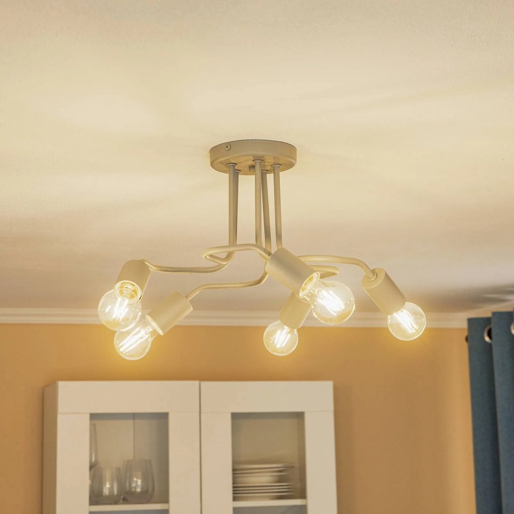 Lamkur Plafoniera Joiy, diffusa, a 5 luci, grigia