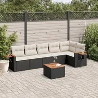 Set Divani da Giardino con Cuscini 7pz Nero Polyrattancod mxl 117058