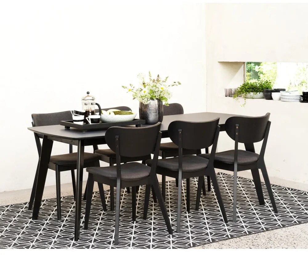 Sedia da pranzo in rovere nero con seduta grigio scuro Cato - Rowico