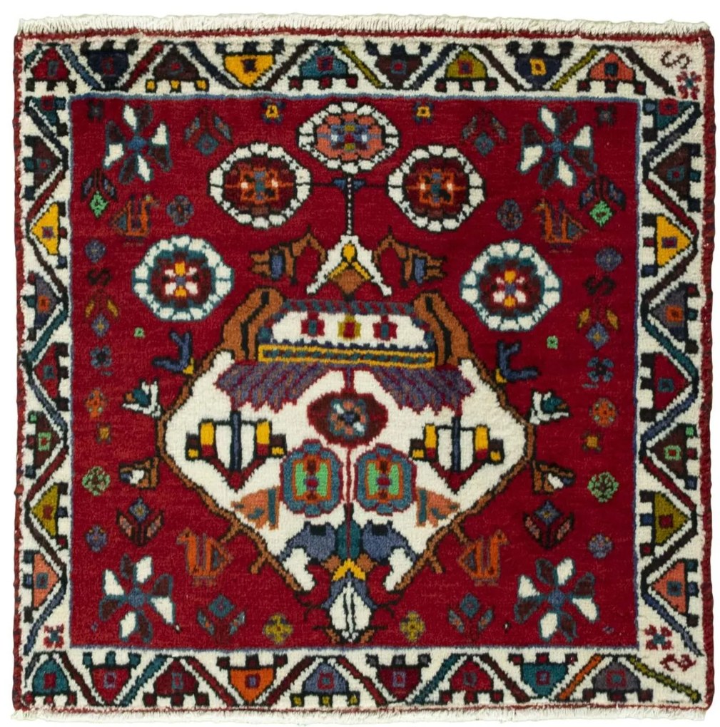 Shiraz Tappeto persiano 70 x 70 Rosso (Iran) Annodato A Mano