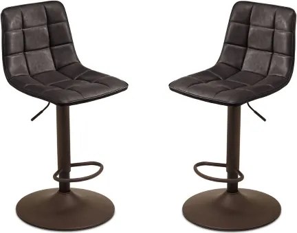 Sgabello girevole in ecopelle Marrone e struttura in metallo Arca 2 pezzi